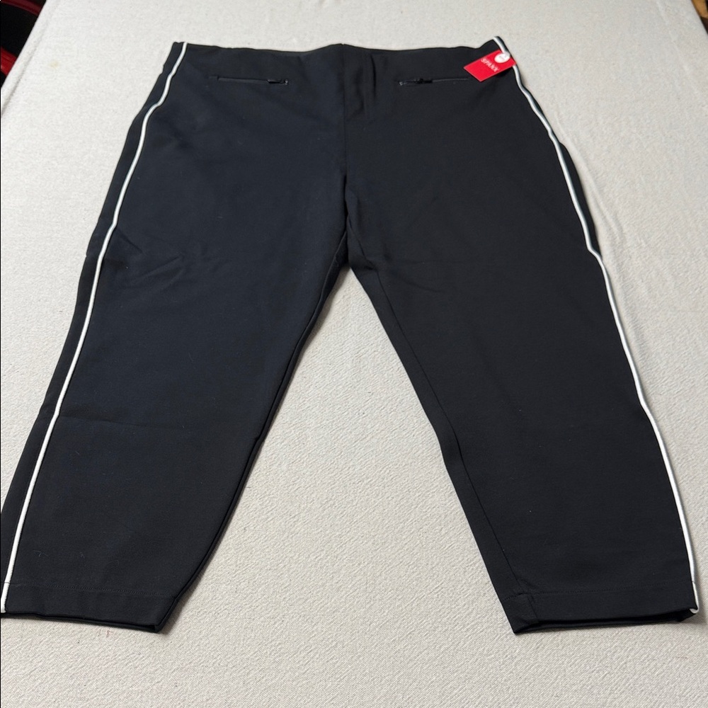 SPANX Black Perfect Pant,ankle with White Piping Skinny